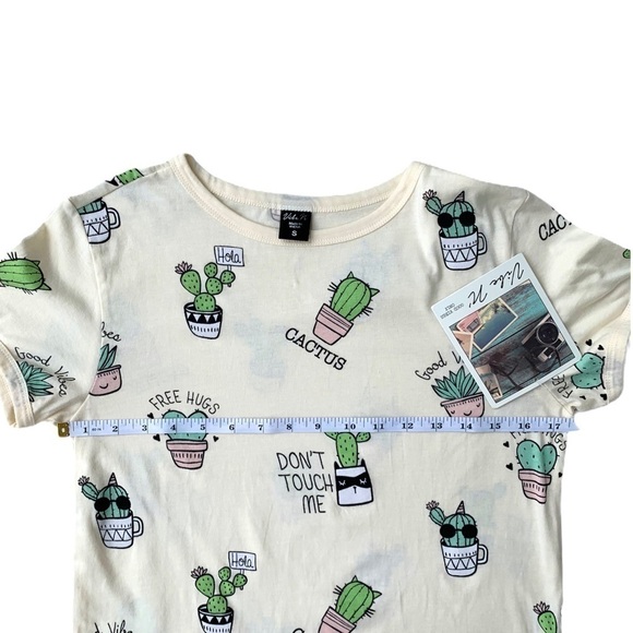 Vibe N’ Happy Cactus Southwestern Desert Cropped Graphic T-Shirt Small NWT - Picture 11 of 15